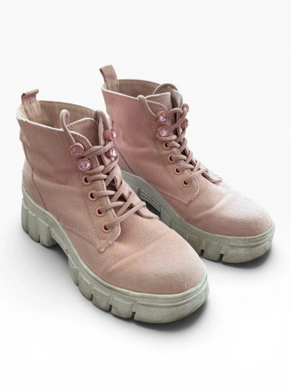 GUESS Hedya Pink Canvas Platform Combat Boots Size 6.5